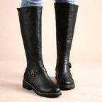 Maisie | Women's Knee-High Leather Boots, Side-Zip Block Heel Riding Boots | The Dress Cellar