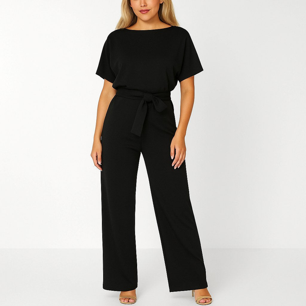 Makenna | Women's Ponte Knit Batwing Jumpsuit - Blue