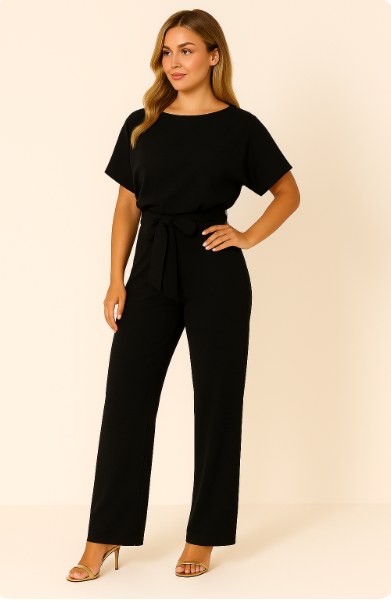 Makenna | Women's Ponte Knit Batwing Jumpsuit - Dark Blue