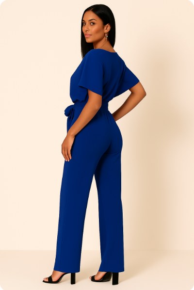 Makenna | Women's Ponte Knit Batwing Jumpsuit - Red