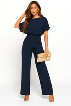 Makenna | Women's Ponte Knit Batwing Jumpsuit - Mustard