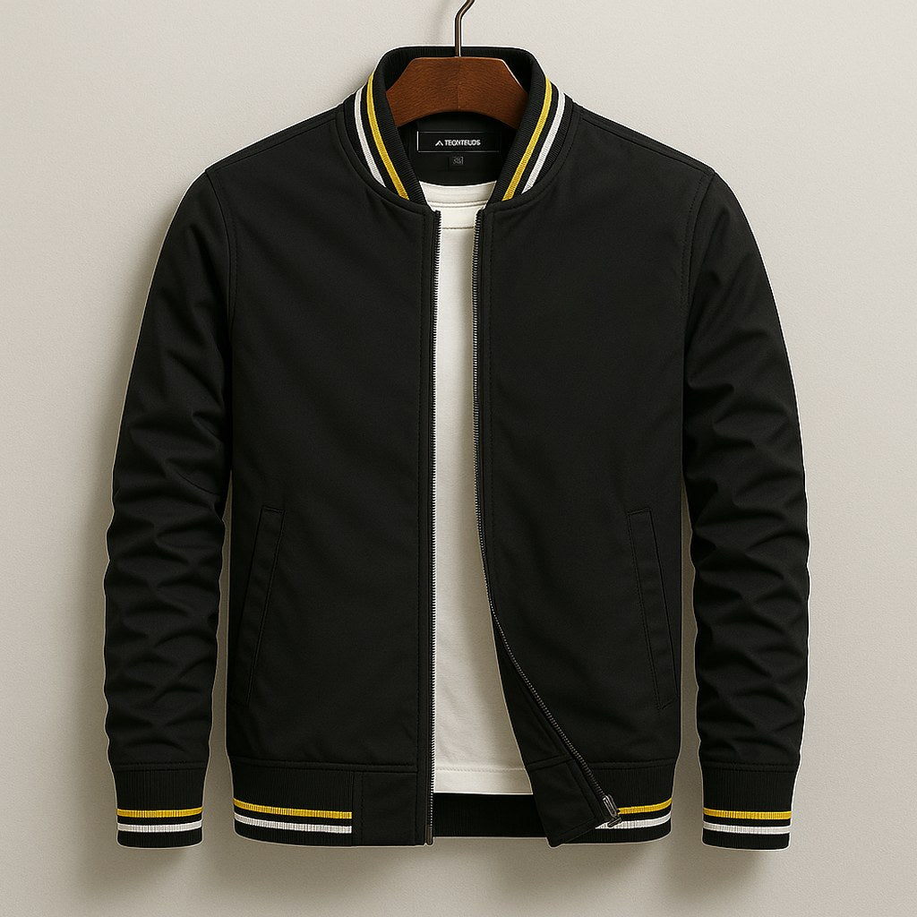 Martin | Lightweight Bomber Jacket with Contrast Details; Sporty Transitional Jacket | The Dress Cellar