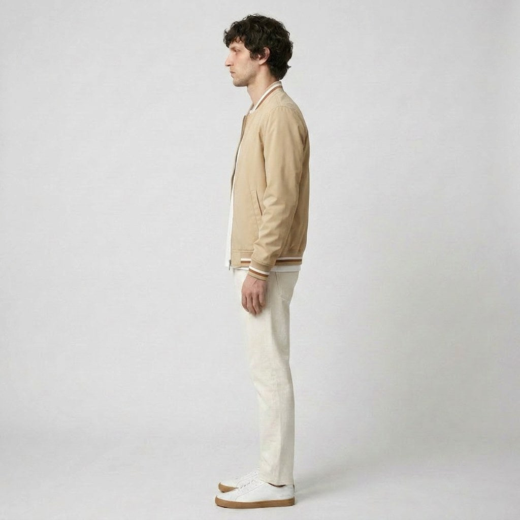 Martin | Lightweight Bomber Jacket with Contrast Details; Sporty Transitional Jacket | The Dress Cellar