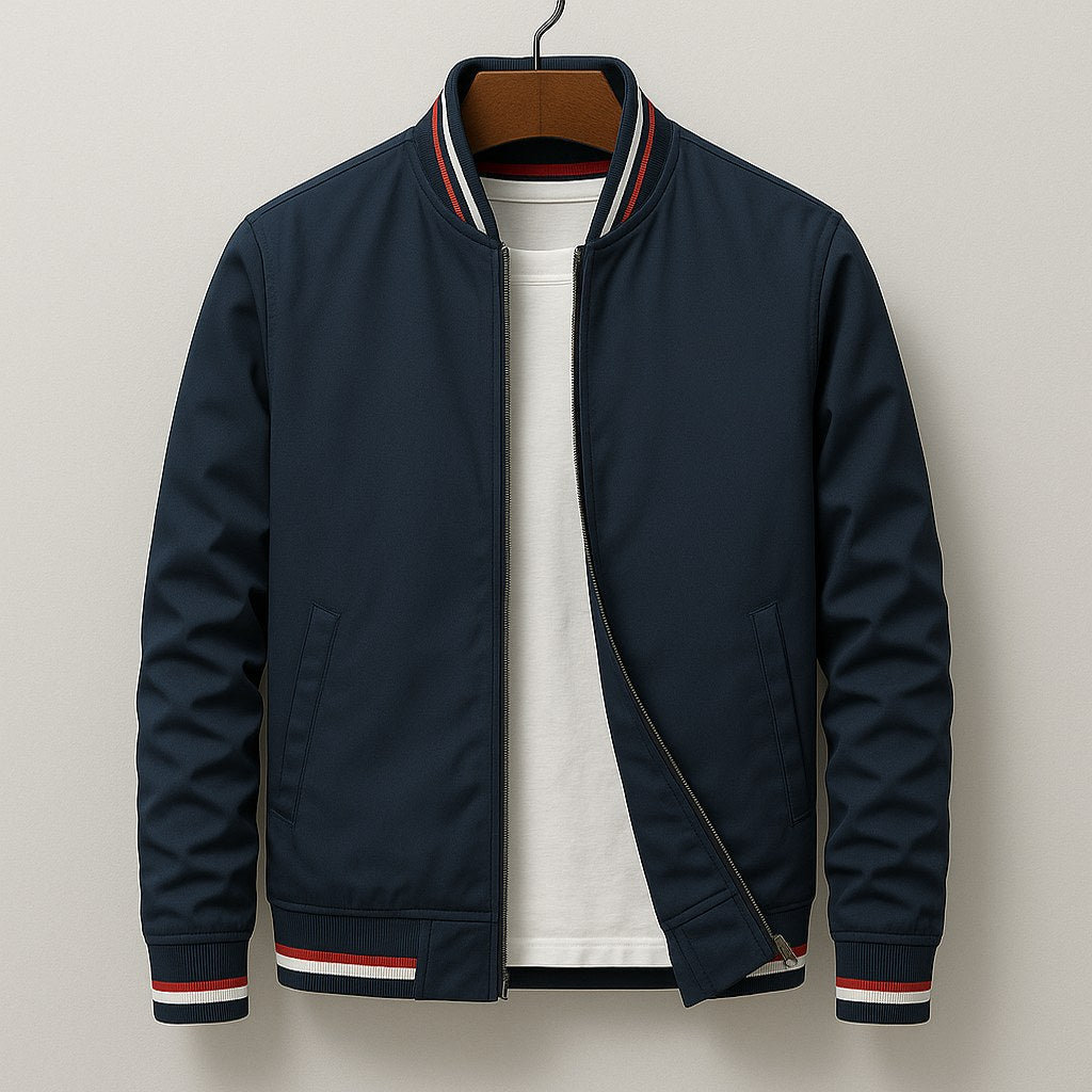Martin | Lightweight Bomber Jacket with Contrast Details; Sporty Transitional Jacket | The Dress Cellar