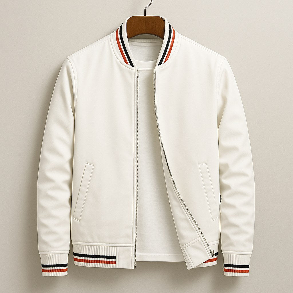 Martin | Lightweight Bomber Jacket with Contrast Details; Sporty Transitional Jacket | The Dress Cellar