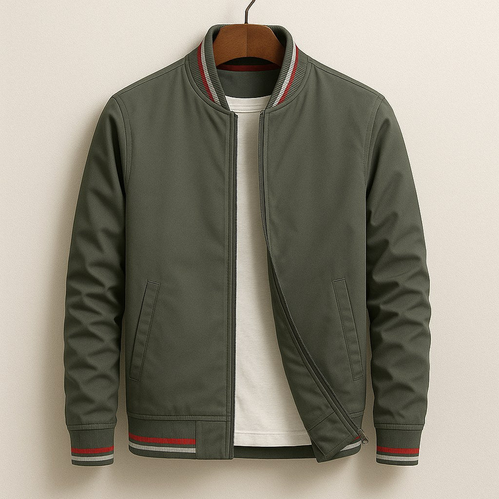 Martin | Lightweight Bomber Jacket with Contrast Details; Sporty Transitional Jacket | The Dress Cellar