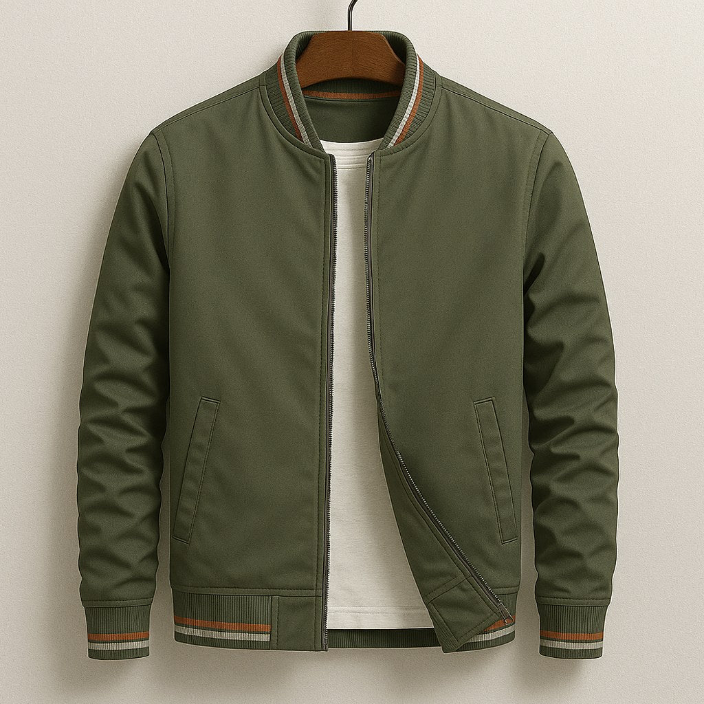 Martin | Lightweight Bomber Jacket with Contrast Details; Sporty Transitional Jacket | The Dress Cellar