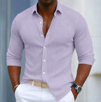 Eugene | Men's Slim Fit Textured Henley Shirt, Contemporary Wrap-Neck Shirt | The Dress Cellar