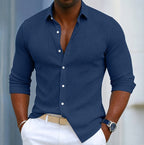 Eugene | Men's Slim Fit Textured Henley Shirt, Contemporary Wrap-Neck Shirt | The Dress Cellar