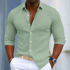 Eugene | Men's Slim Fit Textured Henley Shirt, Contemporary Wrap-Neck Shirt | The Dress Cellar