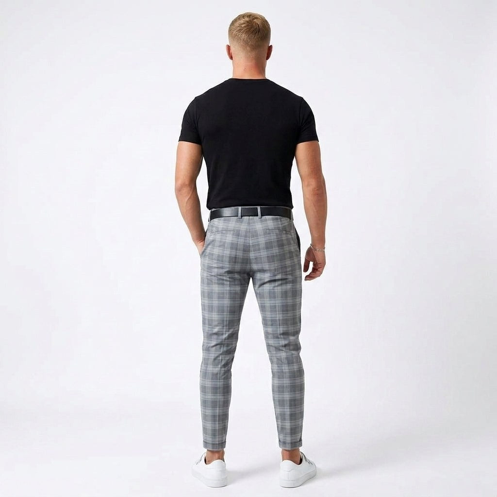Mark | Men's Windowpane-Pattern Trousers – Elegant Business Trousers | The Dress Cellar
