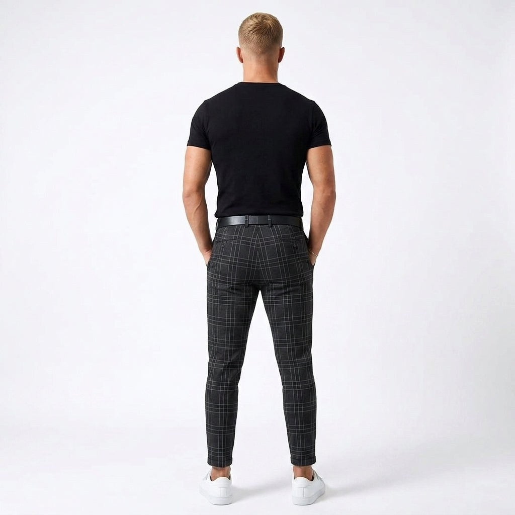 Mark | Men's Windowpane-Pattern Trousers – Elegant Business Trousers | The Dress Cellar