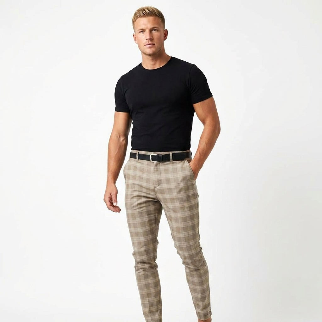 Mark | Men's Windowpane-Pattern Trousers – Elegant Business Trousers | The Dress Cellar