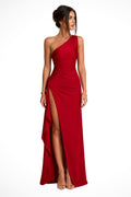 Tessa | Women's One-Shoulder Maxi Dress with Side Split, Evening Maxi Dress | The Dress Cellar