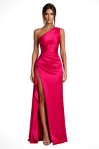 Tessa | Women's One-Shoulder Maxi Dress with Side Split, Evening Maxi Dress | The Dress Cellar