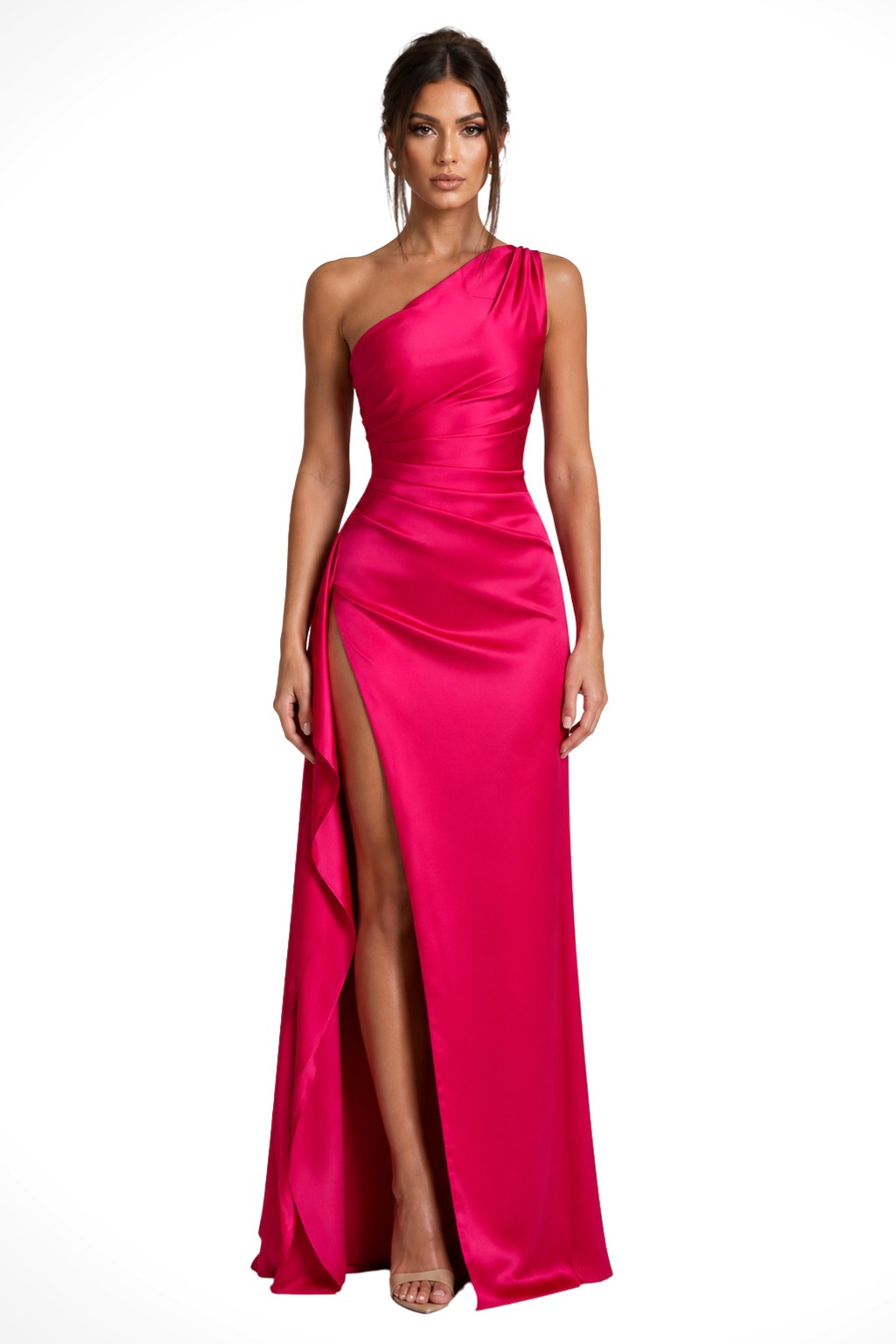 Tessa | Women's One-Shoulder Maxi Dress with Side Split, Evening Maxi Dress | The Dress Cellar