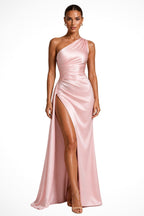 Tessa | Women's One-Shoulder Maxi Dress with Side Split, Evening Maxi Dress | The Dress Cellar