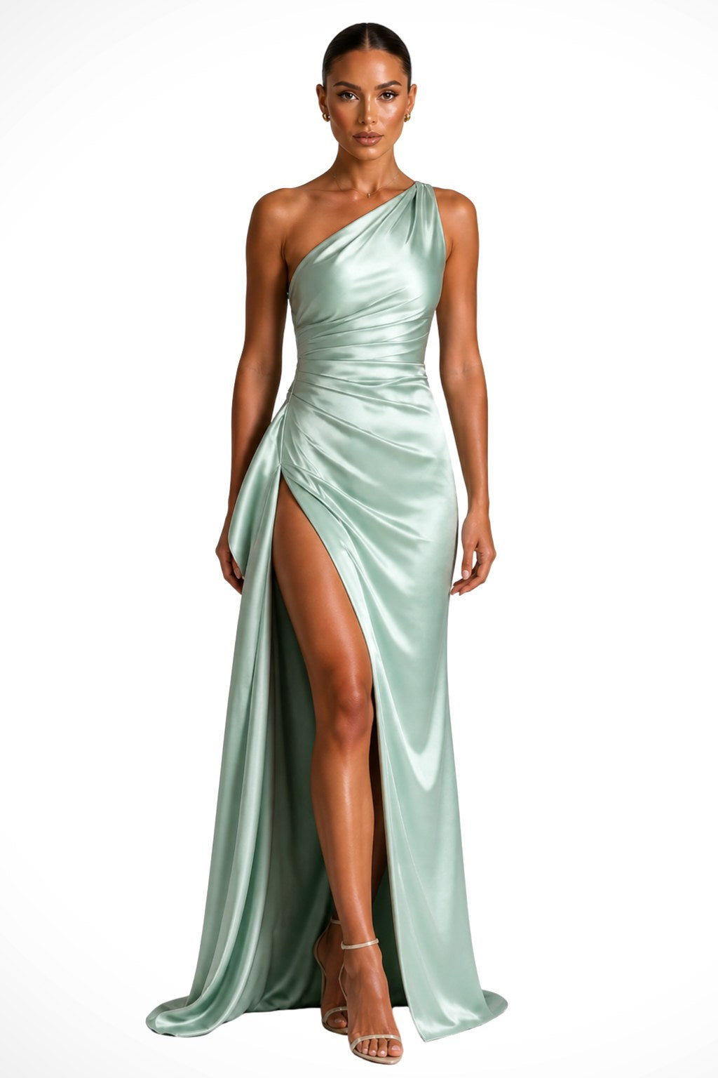Tessa | Women's One-Shoulder Maxi Dress with Side Split, Evening Maxi Dress | The Dress Cellar