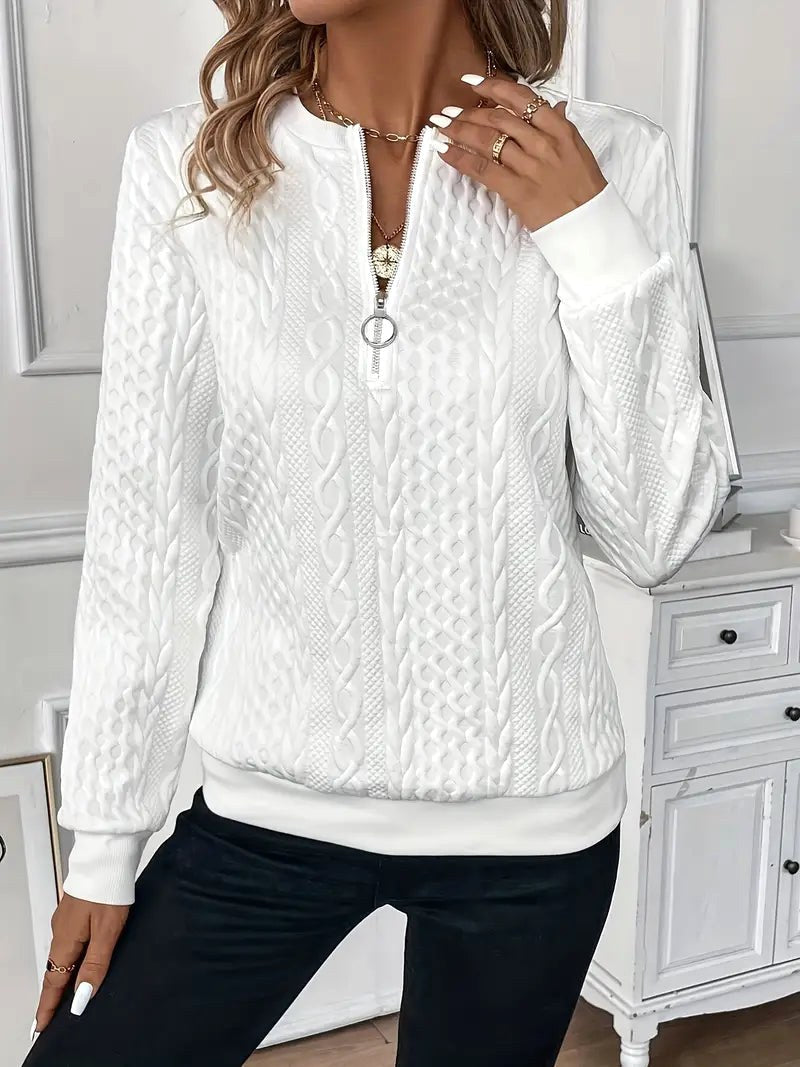 Margot | Women's Quarter-Zip Knit Jumper, Cosy Everyday Jumper | The Dress Cellar | Grey