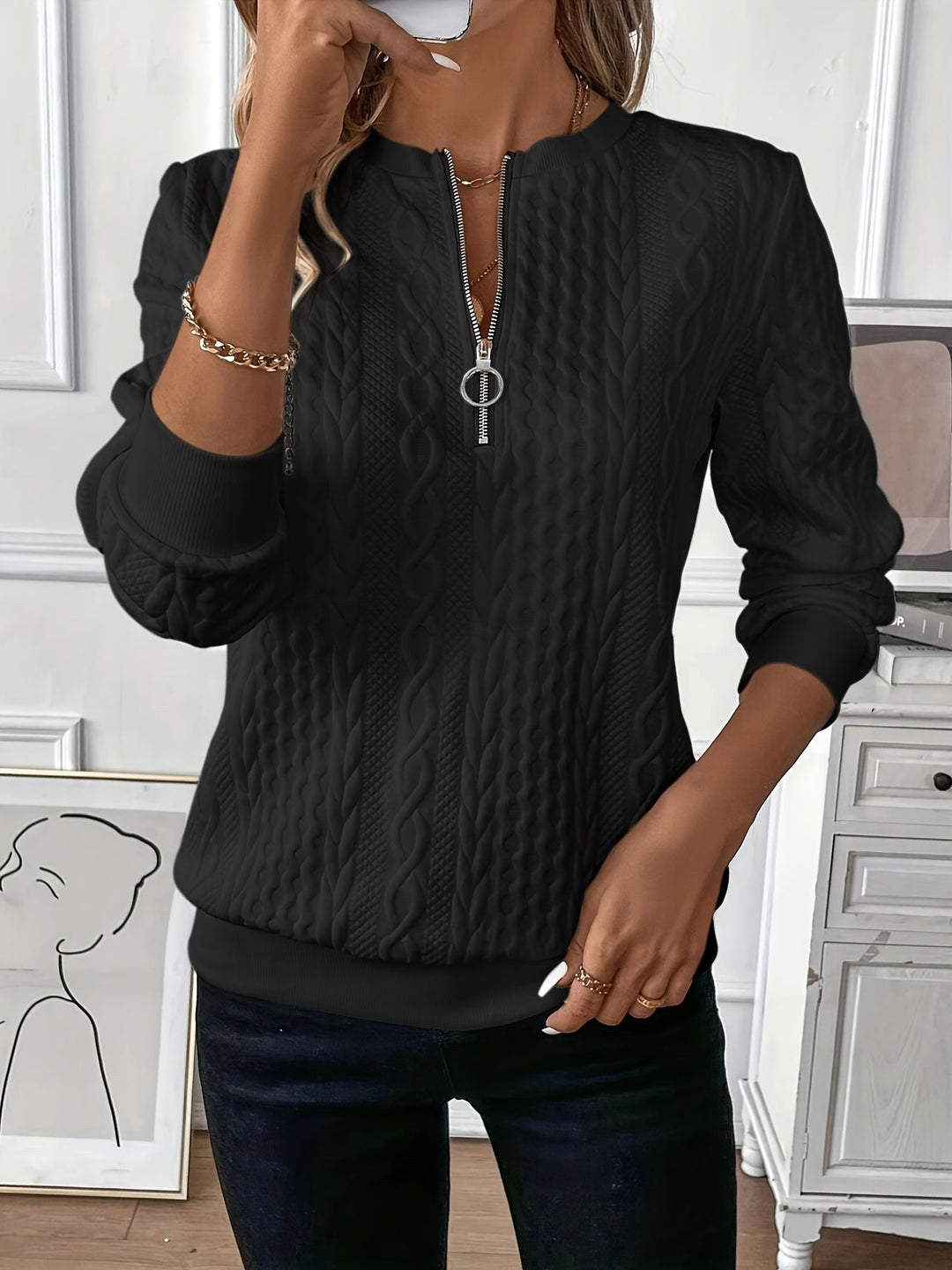 Margot | Women's Quarter-Zip Knit Jumper, Cosy Everyday Jumper | The Dress Cellar