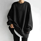 Marianne | Women's Oversized Crew Neck Tunic Sweater, Drop Shoulder Knitwear | The Dress Cellar | Black