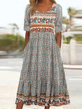 Marlowe | Women's Boho Print Midi Dress - Multicolor A