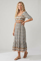 Marlowe | Women's Boho Print Midi Dress - Multicolor C