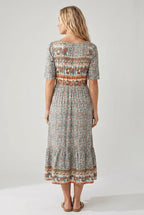 Marlowe | Women's Boho Print Midi Dress - Multicolor D