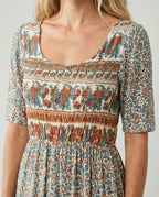 Marlowe | Women's Boho Print Midi Dress - Multicolor E
