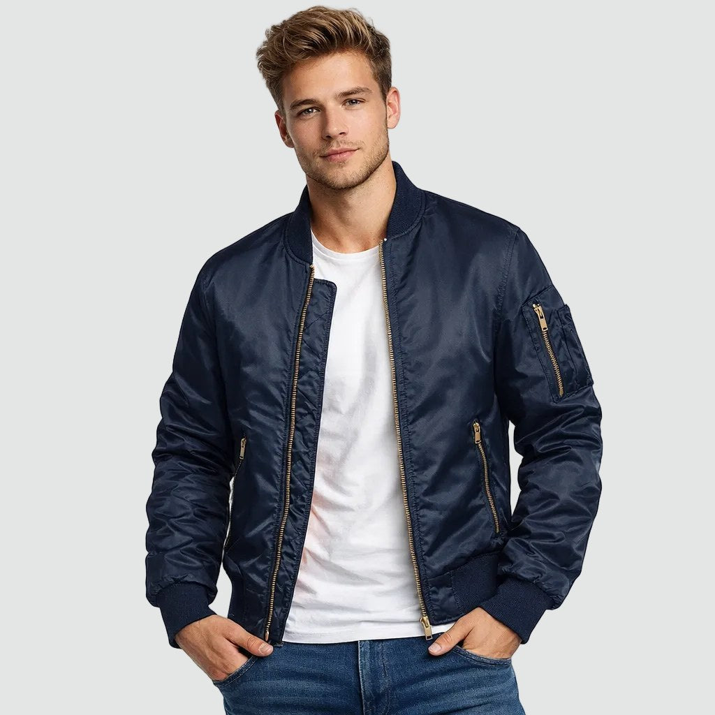 Donald | Men's Bomber Jacket with Front Pockets, Zip Fastening Urban Jacket | The Dress Cellar