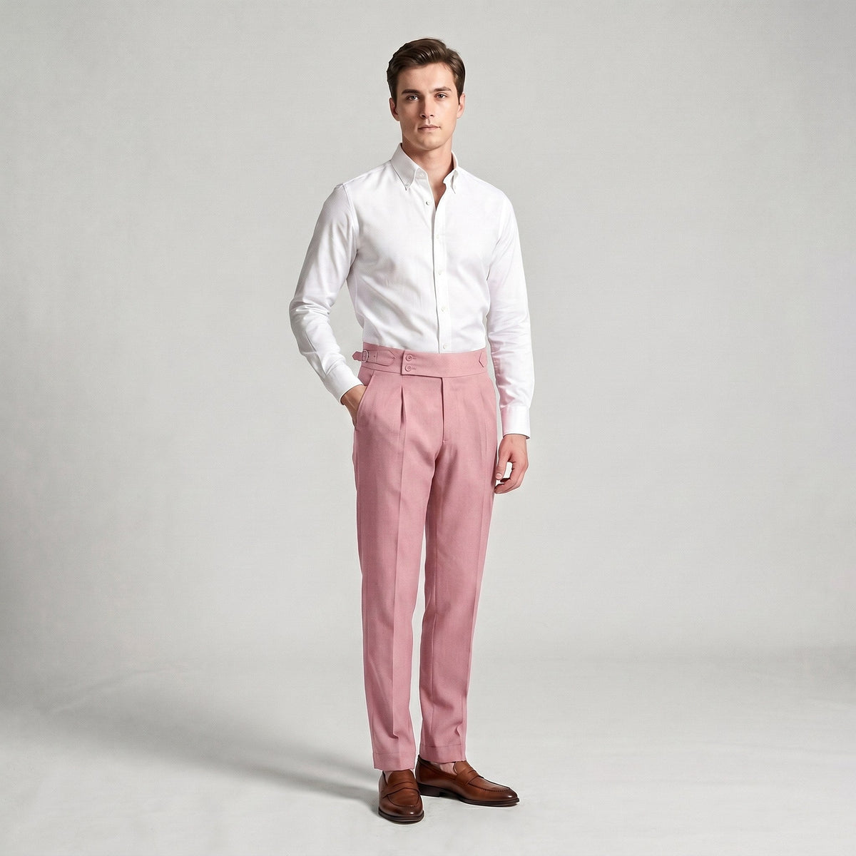 Mason | Men's Double-Pleat High-Waist Trousers, Tailored Tapered Trousers | The Dress Cellar