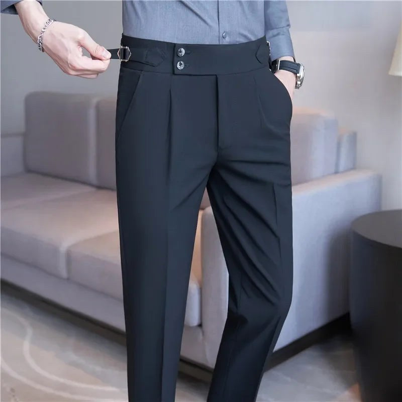 Mason | Men's Double-Pleat High-Waist Trousers, Tailored Tapered Trousers | The Dress Cellar