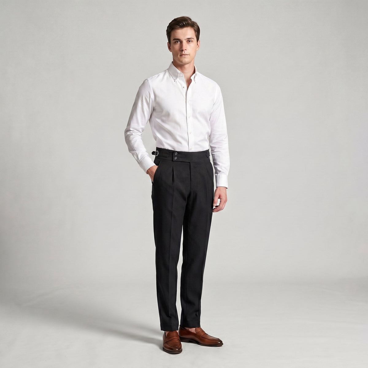 Mason | Men's Double-Pleat High-Waist Trousers, Tailored Tapered Trousers | The Dress Cellar