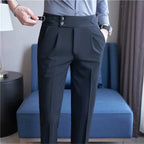 Mason | Men's Double-Pleat High-Waist Trousers, Tailored Tapered Trousers | The Dress Cellar