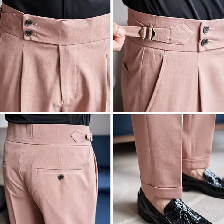 Mason | Men's Double-Pleat High-Waist Trousers, Tailored Tapered Trousers | The Dress Cellar
