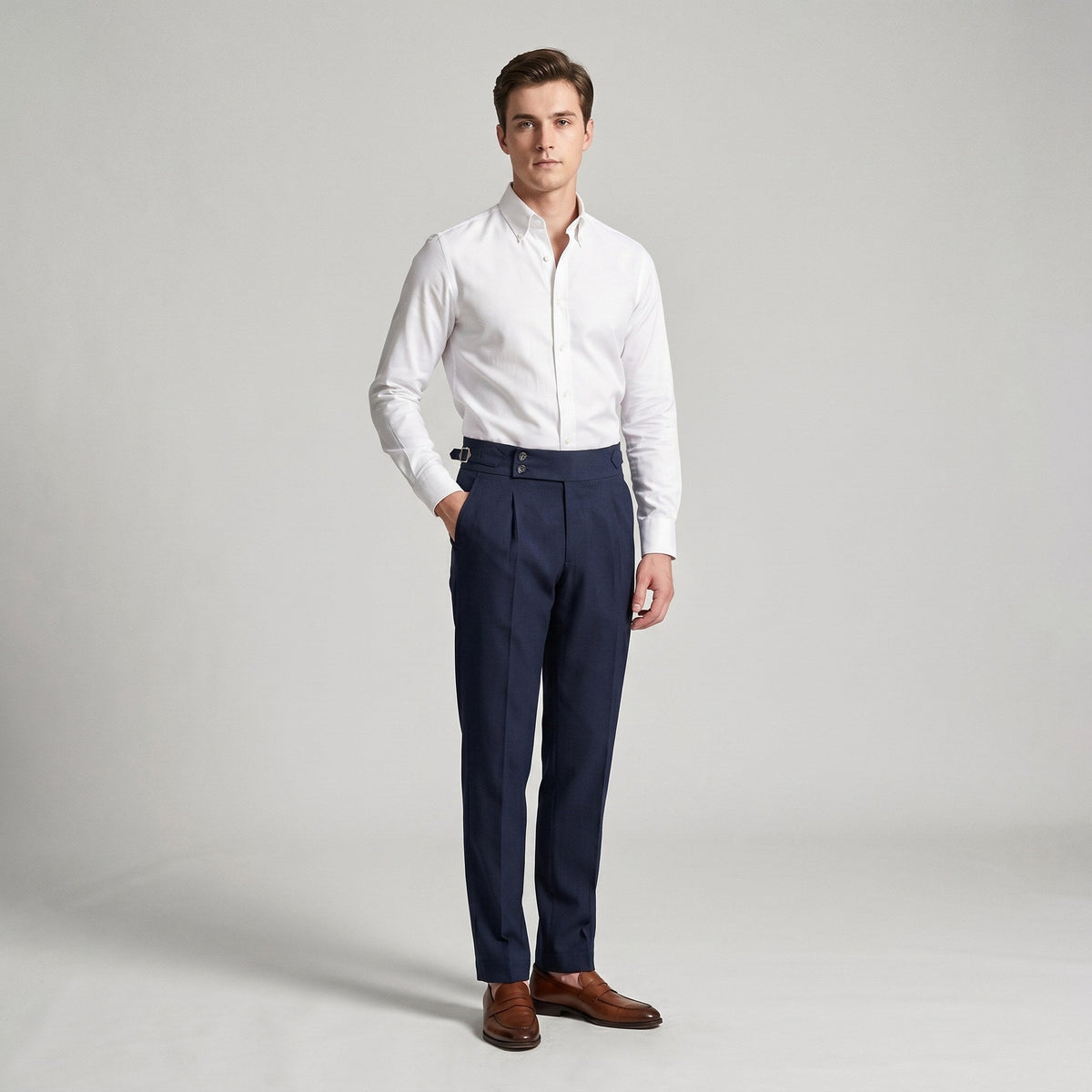 Mason | Men's Double-Pleat High-Waist Trousers, Tailored Tapered Trousers | The Dress Cellar | Pink