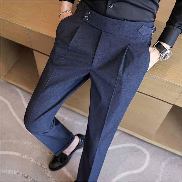 Mason | Men's Double-Pleat High-Waist Trousers, Tailored Tapered Trousers | The Dress Cellar