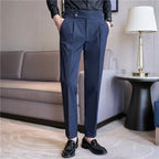 Mason | Men's Double-Pleat High-Waist Trousers, Tailored Tapered Trousers | The Dress Cellar
