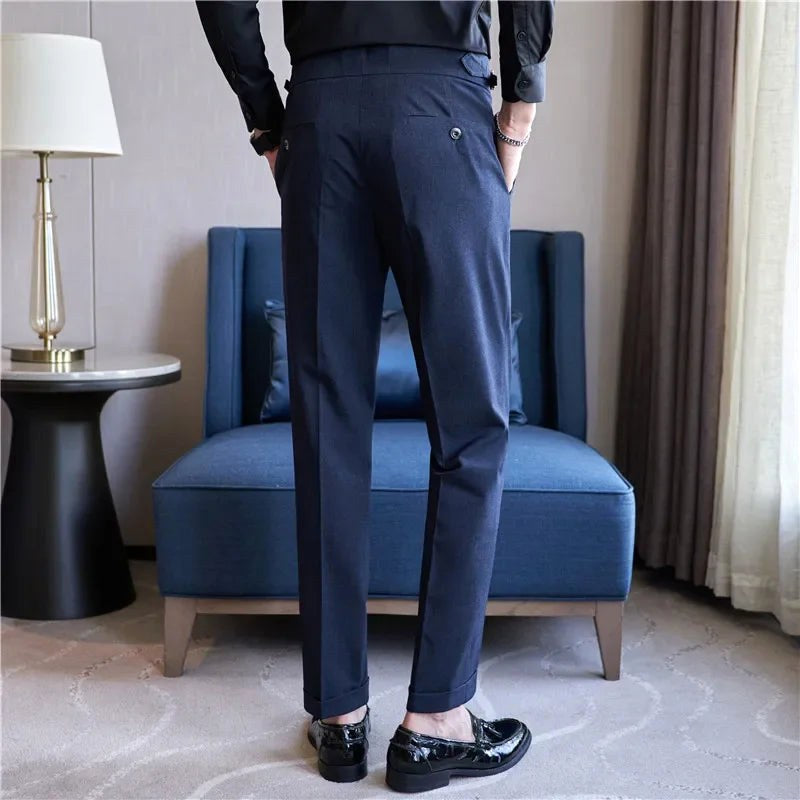 Mason | Men's Double-Pleat High-Waist Trousers, Tailored Tapered Trousers | The Dress Cellar