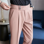 Mason | Men's Double-Pleat High-Waist Trousers, Tailored Tapered Trousers | The Dress Cellar