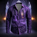 Mason | Men's Gothic Print Button-Up Shirt, Halloween Statement Shirt | The Dress Cellar | Purple