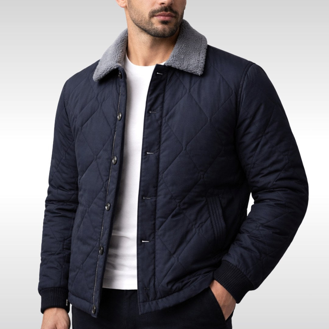 Mason | Men's Quilted Fleece Jacket, Warm Autumn Jacket | The Dress Cellar | Blue