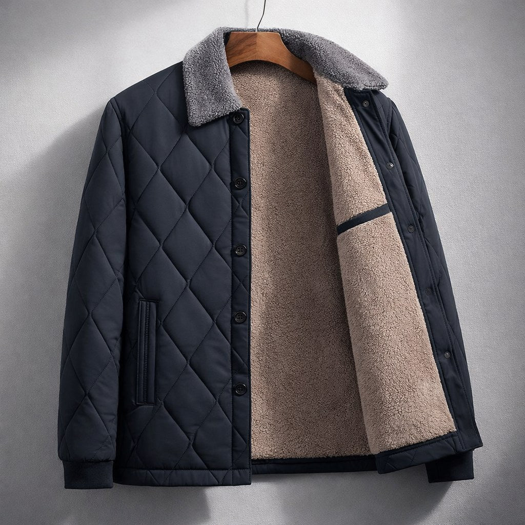 Mason | Men's Quilted Fleece Jacket, Warm Autumn Jacket | The Dress Cellar | Black