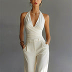 Brittany | Women's Wide-Leg Jumpsuit with Wrap Front, V-Neck Two-Piece Set | The Dress Cellar