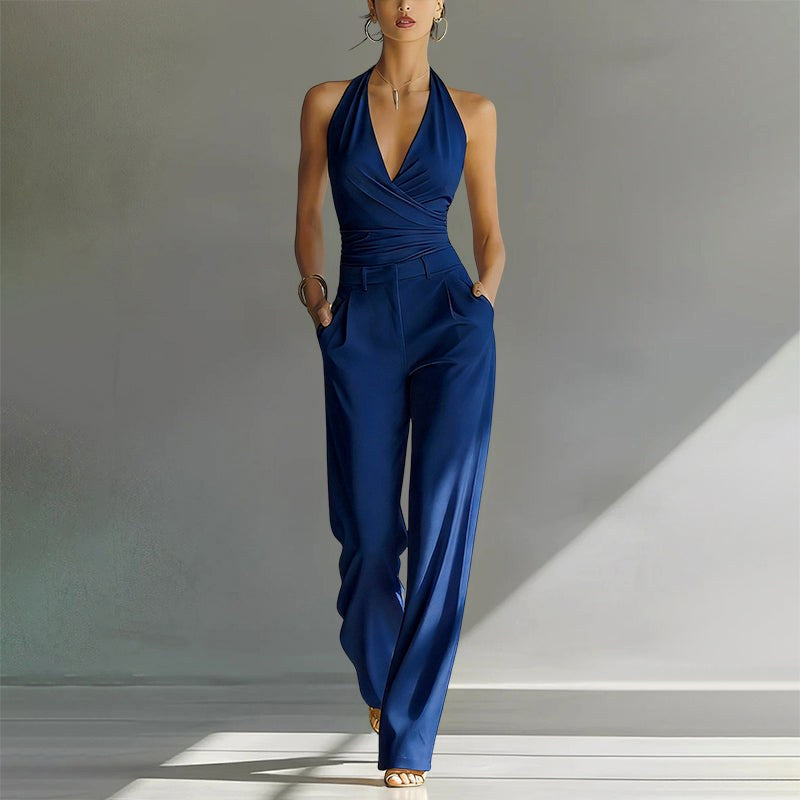 Brittany | Women's Wide-Leg Jumpsuit with Wrap Front, V-Neck Two-Piece Set | The Dress Cellar