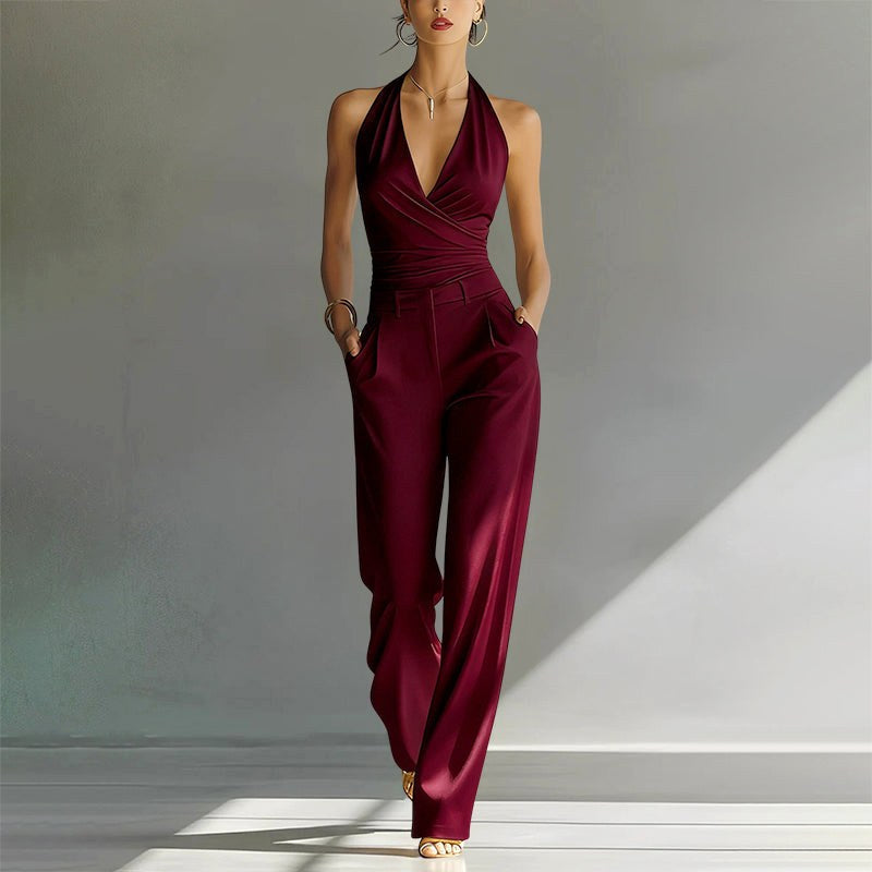 Brittany | Women's Wide-Leg Jumpsuit with Wrap Front, V-Neck Two-Piece Set | The Dress Cellar
