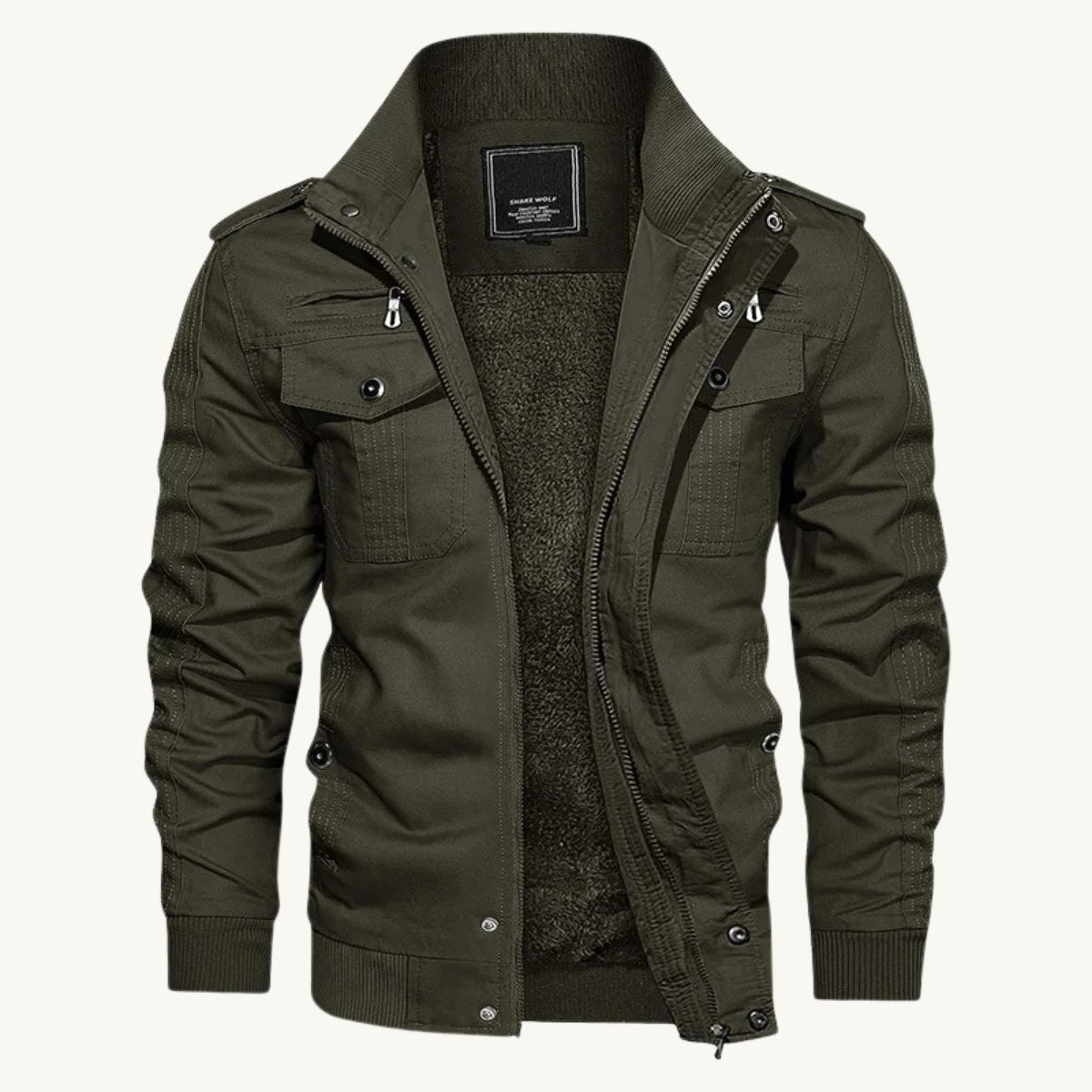 Maxwell | Men's Fleece-Lined Zip-Up Jacket, Military-Style Autumn Coat | The Dress Cellar