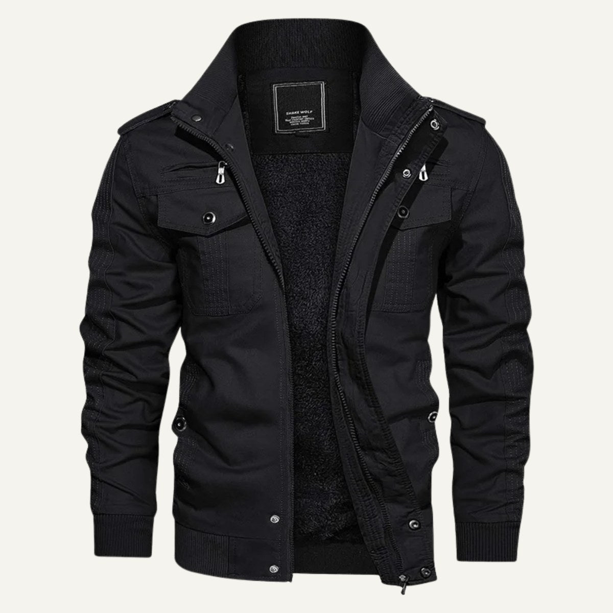 Maxwell | Men's Fleece-Lined Zip-Up Jacket, Military-Style Autumn Coat | The Dress Cellar