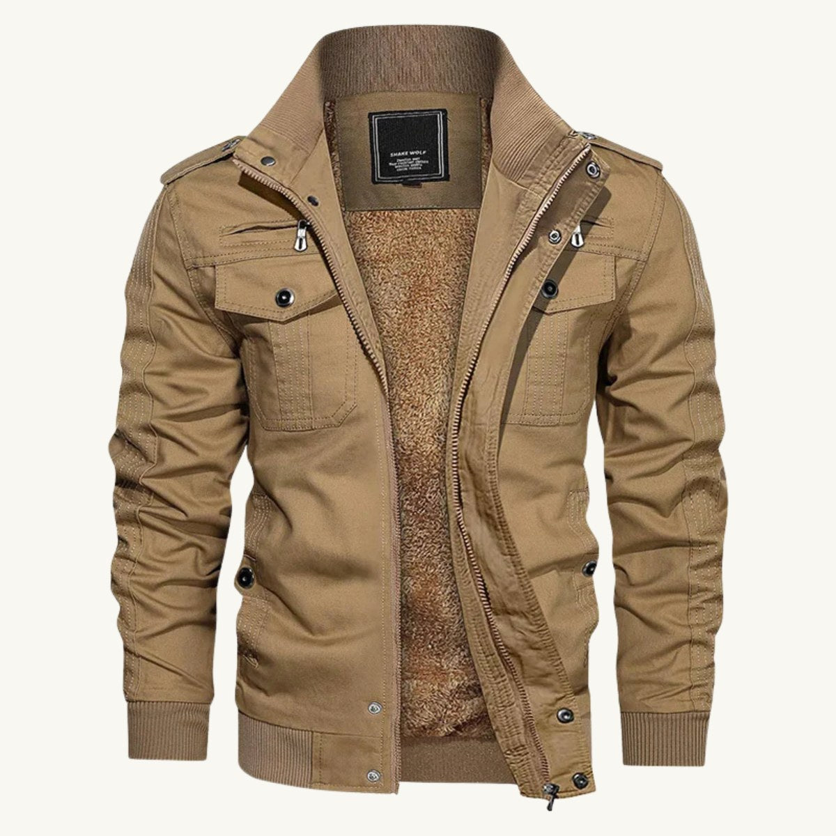 Maxwell | Men's Fleece-Lined Zip-Up Jacket, Military-Style Autumn Coat | The Dress Cellar