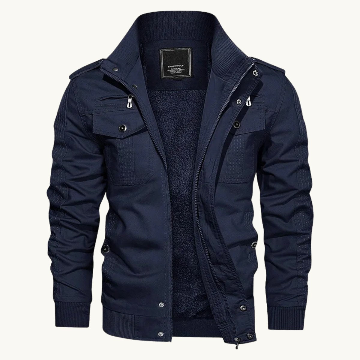Maxwell | Men's Fleece-Lined Zip-Up Jacket, Military-Style Autumn Coat | The Dress Cellar